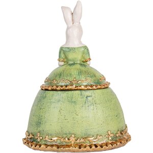 Clayre & Eef Cutie de bijuterii Rabbit Beige Green 18x15x24 cm