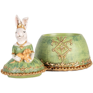 Clayre & Eef Cutie de bijuterii Rabbit Beige Green 18x15x24 cm