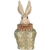 Clayre & Eef Bust decorativ iepure bej verde auriu 19x14x40 cm Poliresină