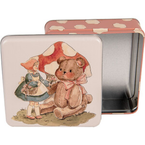 Clayre & Eef 6BL0138 Cutie de conserve bej maro 17x17x6 cm Retro Vintage