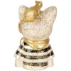 Clayre & Eef 6PR5075 Bust decorativ Pisică cu șoarece Aur Negru-alb 11x9x18 cm