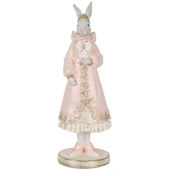 Clayre & Eef Iepure decorativ alb roz 31 cm Polyresin Romantic Figurine