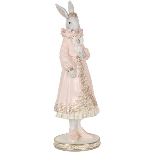 Clayre & Eef Iepure decorativ alb roz 31 cm Polyresin Romantic Figurine