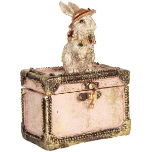 Clayre & Eef Cutie decorativă Figura iepure Poliresină Bej Roz Aur 12x8x16 cm