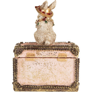 Clayre & Eef Cutie decorativă Figura iepure Poliresină Bej Roz Aur 12x8x16 cm