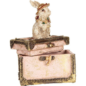 Clayre & Eef Cutie decorativă Figura iepure Poliresină Bej Roz Aur 12x8x16 cm