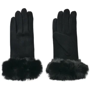 Juleeze Winter Gloves Faux Fur Trim Black 9x23 cm Ladies...