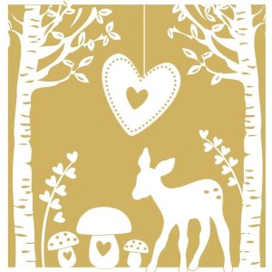 Papier-Servietten Bambi-Pilze-gold