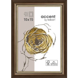 Ascot Holzrahmen 10x15 cm dunkelbraun-gold